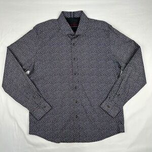 Robert Graham Mens XL Tailored Fit Button Down Shirt Black Multicolor Dot Print